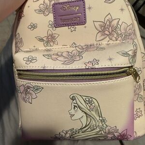 Rapunzel Tangled Loungefly Cream and Purple Disney-Themed Backpack